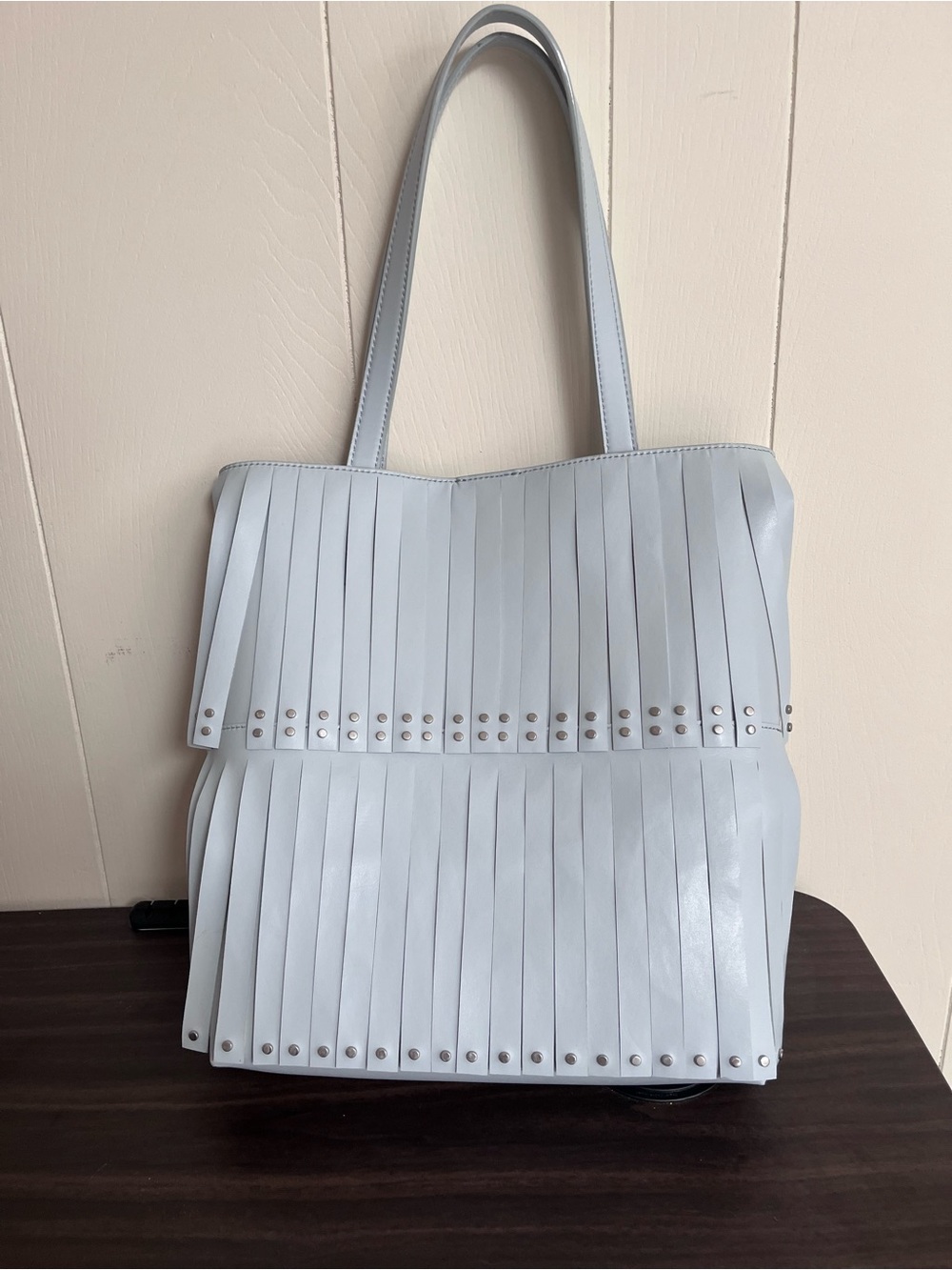 Charles & Keith - Full Fringe Tote Bag (Light Blue)